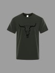 Simple Bull Head Skull Print T-Shirt Men's Stylish & Breathable Street Fashion Versatile Lightweight Comfy Top Casual Crew Neck