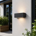 Dual Rectangular LED Up And Down Outdoor Wall Light - Black