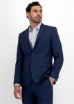 Grid Check Slim Fit Viscose Blend Suit Jacket