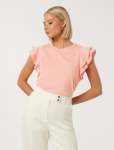 Hera Double Ruffle Top - L Silver Pink