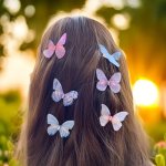 6PCS SET Butterfly Decor Hair Clips Thin Yarn Simulation Butterfly Hair Clips Hair Accessories