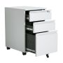 Steel 3 Drawer Swan Handle Mobile Pedestal Filing Cabinet Locker - White