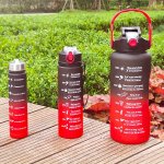 3-PIECE Set Large Capacity Gradient Plastic Water Bottles With Time Marker Large Cup 2000ML Medium Cup 800ML Small Cup 300ML Lea