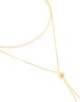 Goldair Gold Plated Cubic Zirconia Cup Chain & Snake Chain Y-layered Necklace