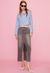 Cropped Cotton Shirt - Blue Striped