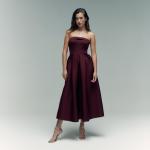Burgundy Bardot Midi Dress