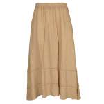 Crochet Inset Linen Maxi Skirt - Toast L xl
