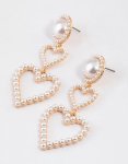 Goldair Gold Pearl Heart Drop Earrings
