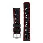 Robby Sailcloth Effect Performance Watch Strap In Black Red - 24MM Silver