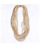 Stretchy Multi String Necklace - Beige Free