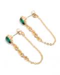 Goldair Gold Green Diamante Chain Stud Earrings