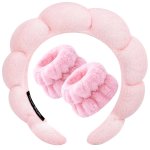 Spa Face Wash Headband & Wristband Set Makeup Skin Care Headband Non-slip Thick Hair Accessories For Girls