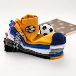 5PCS Boys' Cartoon Football Pattern Low Cut Ankle Socks Comfortable Breathable Soft Cotton Socks Suitable For Children's Outdoor