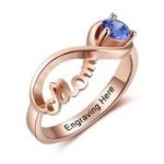 CRI103451 - Rose Gold Plated 925 Sterling Silver Personalized Ring Names & Birthstones