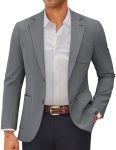 Pj Paul Jones Mens Suit Jacket 2-BUTTON Blazer Casual Solid Sport Coat Notch Lapel Lined Sport Jackets Grey