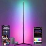 Corner Floor Lamp - LED Corner Lamp Works With Alexa Smart App And Remote Control Rgb Floor Lamp With Diy Colors & Music Sync