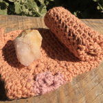 Crochet Organic Cotton Wash Cloth Small Orange
