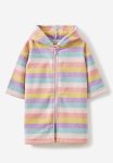 Cotton On Baby Zip Through Hooded Towel - Multi rainbow Stripe