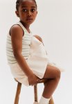 Ribbed Vest Top - White Green Striped