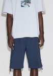 Loose Fit Twill Cargo Shorts - Navy Blue