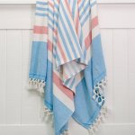 Solid Stripe Backed Fouta - Blue Red