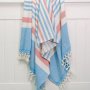 Solid Stripe Backed Fouta - Blue / Red