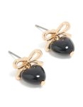Goldair Gold Black Bubble Heart & Bow Drop Earrings