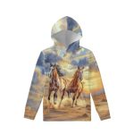 Wellflyhom Crazy Horse Novelty Graphic Hoodies Size 8-10 Girls Hooded Sweatshirt Long Sleeve Shirt Kids Pullover Hoodie With Poc