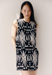A-line Dress - Black & White Patterned