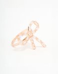 Rose Gold Diamante Bow Ring - M l
