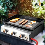 Alva Everest Tabletop 3-BURNER Gas BBQ With Grill Plancha Plate & Cover