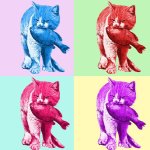 4 Cats Pastel Art Print - A4