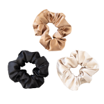 Pack Of X3 Satin Scrunchies Coffee Latte & Black