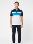 Mens Color Block Polo Shirt 3D Logo In Navy - Navy 2XL