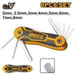 Ingco Allen Key Hex 2-8MM 8PCE