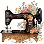 Floral Sewing Machine Iron-on Transfer Stickers Mixed Color Polyester Heat Press Decals For Diy T-shirts Jeans Hoodies And Fabri