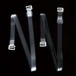 2PCS Transparent Invisible Bra Straps With Metal Hooks Elastic Matte Finish Adjustable Clear Shoulder Straps