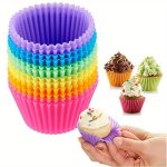 12PCS SET Silicone Cake Mold Round Shaped Muffin Cupcake Baking Molds Kitchen Cooking Bakeware Maker Diy Cake Decorating Tools