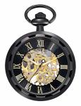 Carrie Hughes Pocket Watch Steampunk Skeleton Hand-wind Roman Numerals Antique Chain Mens Womens CH397 CH397B