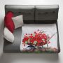 Red Floral Wheelbarrow Light Weight Fleece Blanket By Stella Bruwer