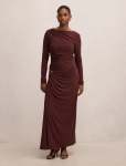 Kingsley Petite Hardware Jersey Midi Dress - 16 Deep Maroon