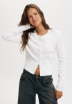 Cotton On Everfine Knit Crew Cardigan - White