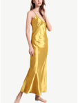 Marilyn Satin Slip Maxi Dress - Yellow Gold - Small