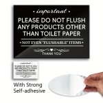 Easy-install Acrylic Bathroom Sign - 'please Do Not Flush Anything Except Toilet Paper' - Durable Self-adhesive Washroom Rules P