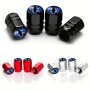 4PCS Blue Eyes Design Aluminum Alloy Tire Valve Stem Caps - Dustproof & Chrome Plated For Cars Trucks Motorcycles & Bikes