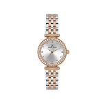 Womens Two-tone Crystal Bezel Bracelet Watch