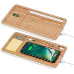 Musen Bamboo Wireless Charger Desk Organiser