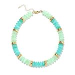 Rishegae Chunky Beaded Necklace For Women Boho Resin Beaded Choker Necklace Adjustable Surfer Beach Strand Necklaces Gold Handma