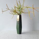 Poseidon Vase Medium - Dark Green & Bronze