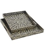 Flower Square Capiz Decor Tray Set